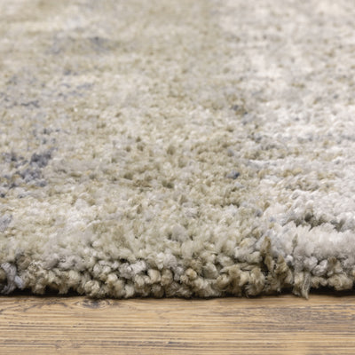 Oriental Weavers Aspen 530J9 plush shag rug featuring abstract pattern in grey/ ivory tones