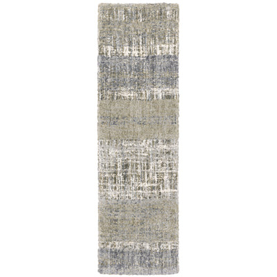 Oriental Weavers Aspen 530J9 plush shag rug featuring abstract pattern in grey/ ivory tones