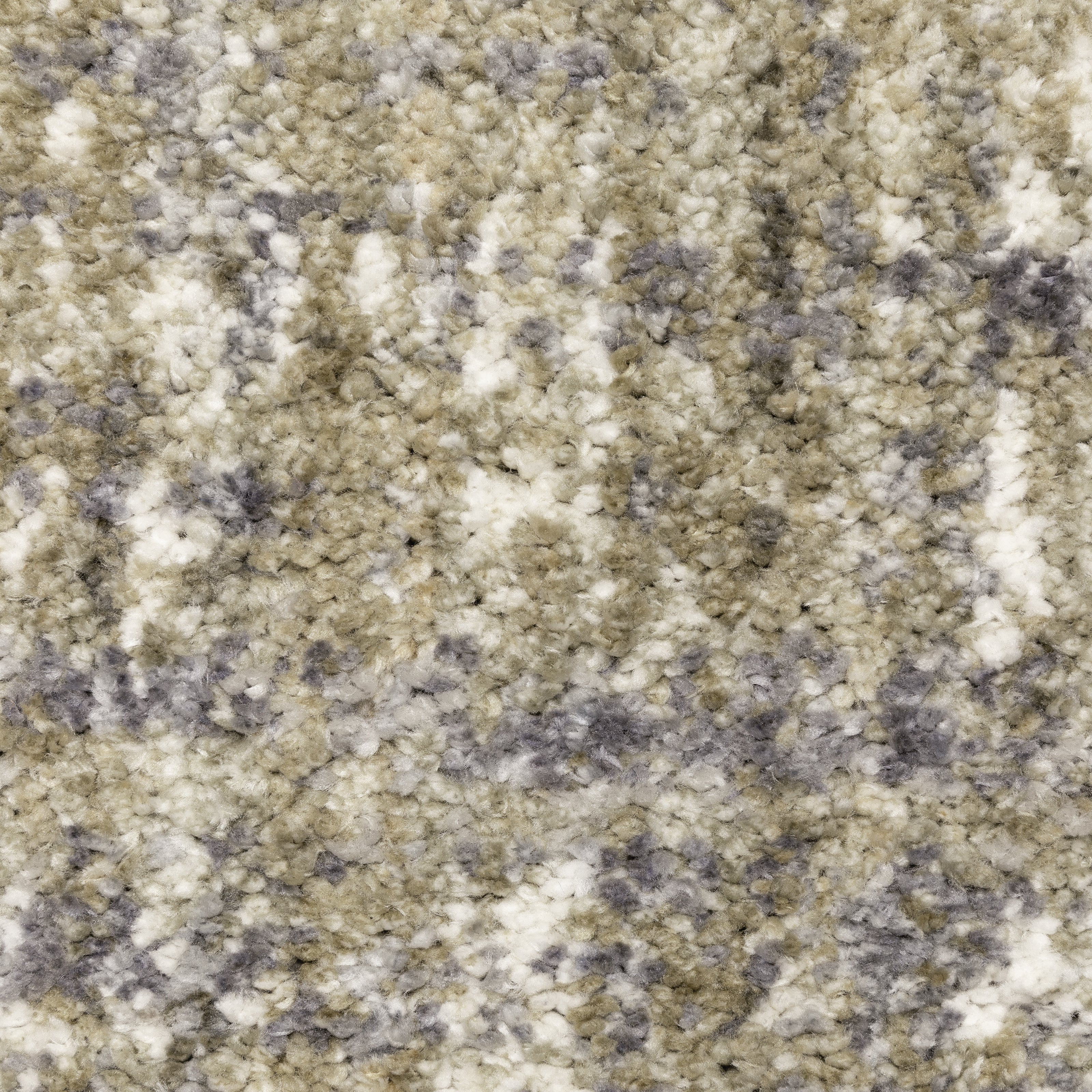 Oriental Weavers Aspen 530J9 plush shag rug featuring abstract pattern in grey/ ivory tones