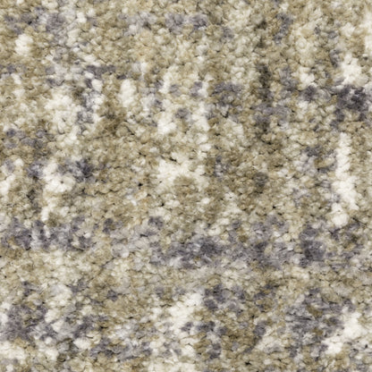 Oriental Weavers Aspen 530J9 plush shag rug featuring abstract pattern in grey/ ivory tones