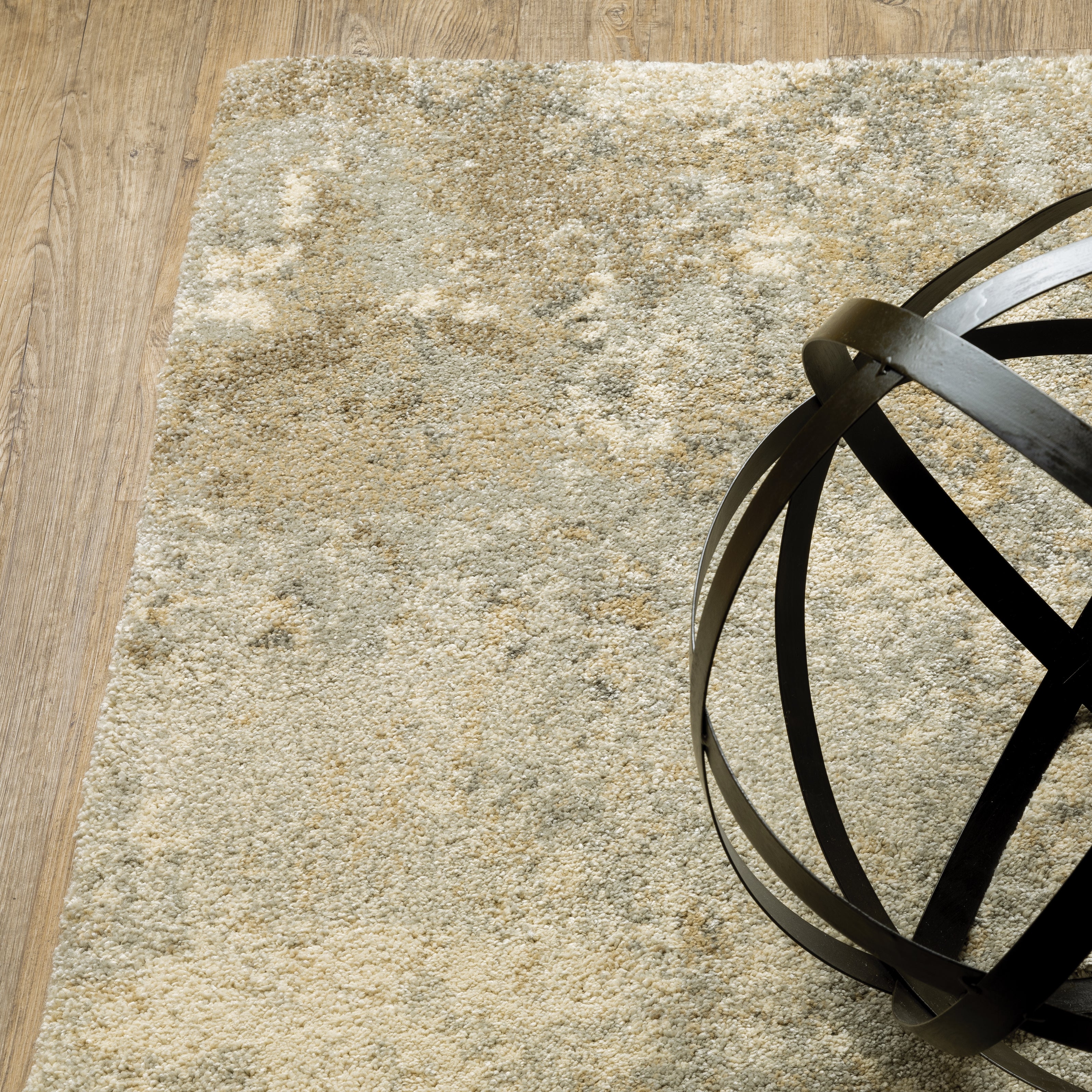 Oriental Weavers Astor 8322J plush modern rug featuring abstract pattern in gold/ beige tones