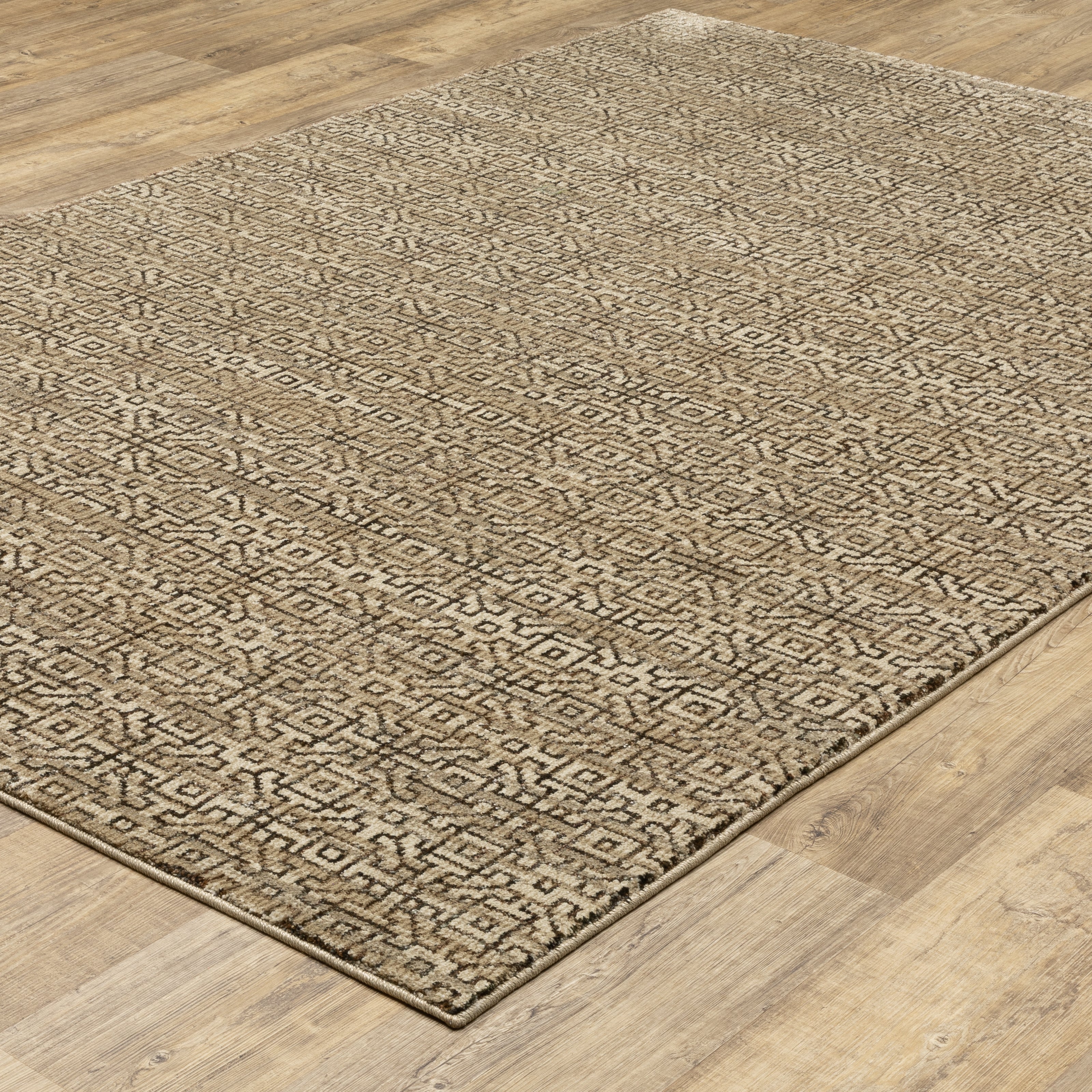 Oriental Weavers Atlas 3721S textured modern rug featuring textured design in brown/ tan tones