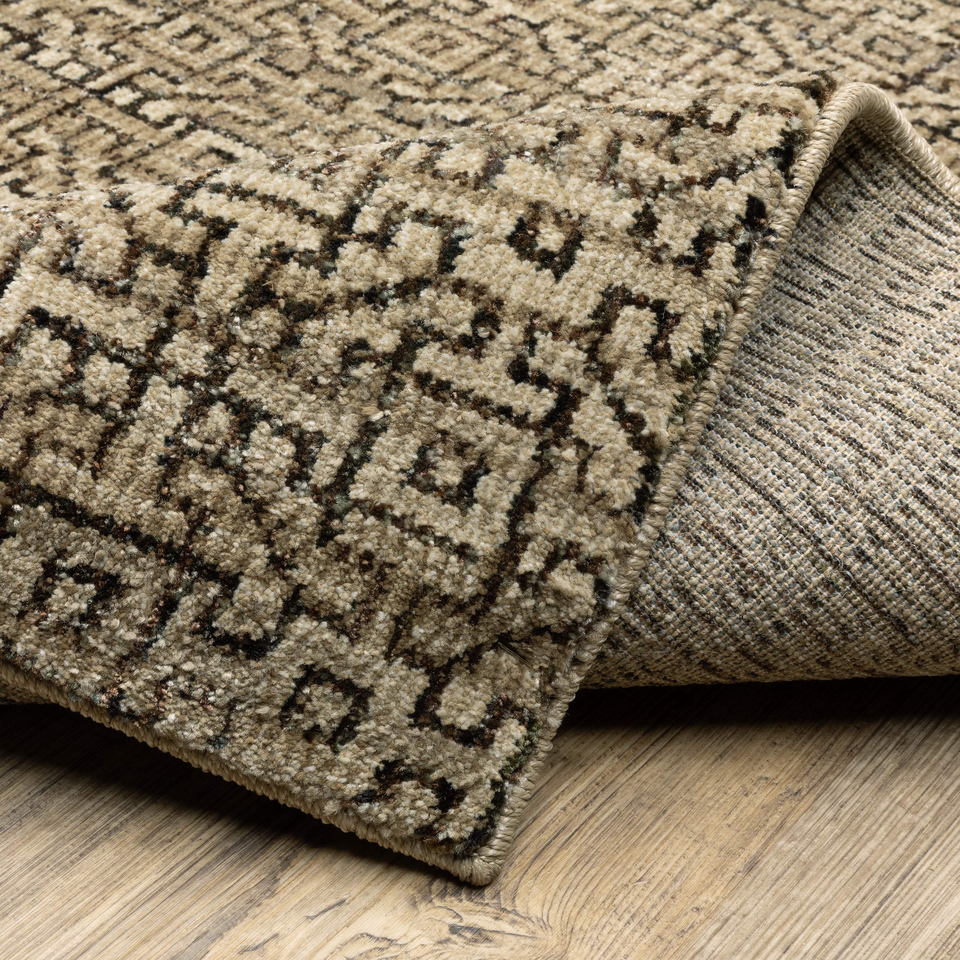 Oriental Weavers Atlas 3721S textured modern rug featuring textured design in brown/ tan tones