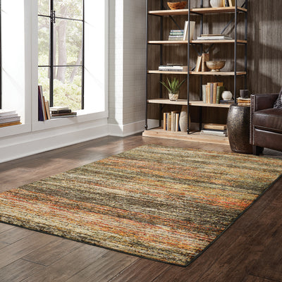 Oriental Weavers Atlas 8037C textured area rug featuring textured design in gold/ charcoal tones