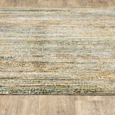 Oriental Weavers Atlas 8037J textured area rug featuring textured design in gold/ green tones