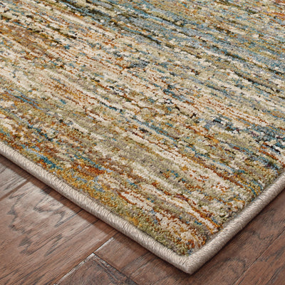 Oriental Weavers Atlas 8037J textured area rug featuring textured design in gold/ green tones