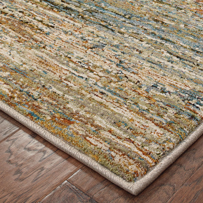 Oriental Weavers Atlas 8037J textured area rug featuring textured design in gold/ green tones