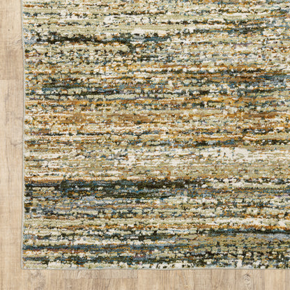 Oriental Weavers Atlas 8037J textured area rug featuring textured design in gold/ green tones