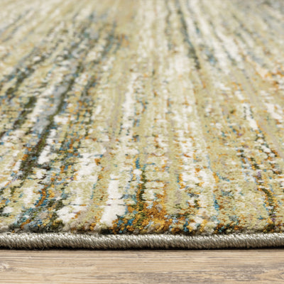 Oriental Weavers Atlas 8037J textured area rug featuring textured design in gold/ green tones