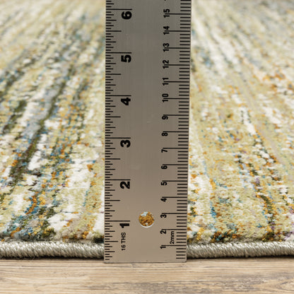 Oriental Weavers Atlas 8037J textured area rug featuring textured design in gold/ green tones
