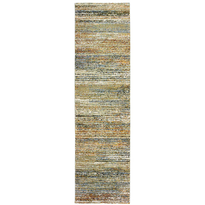 Oriental Weavers Atlas 8037J textured area rug featuring textured design in gold/ green tones