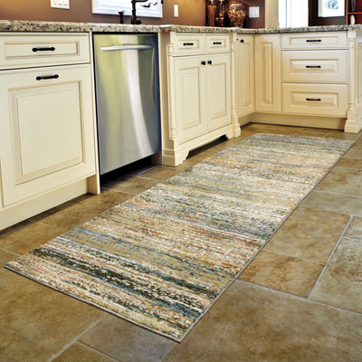 Oriental Weavers Atlas 8037J textured area rug featuring textured design in gold/ green tones