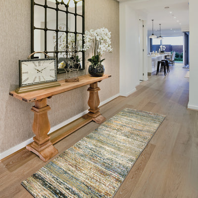 Oriental Weavers Atlas 8037J textured area rug featuring textured design in gold/ green tones