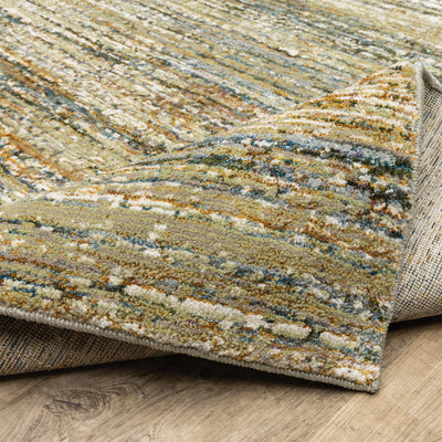 Oriental Weavers Atlas 8037J textured area rug featuring textured design in gold/ green tones