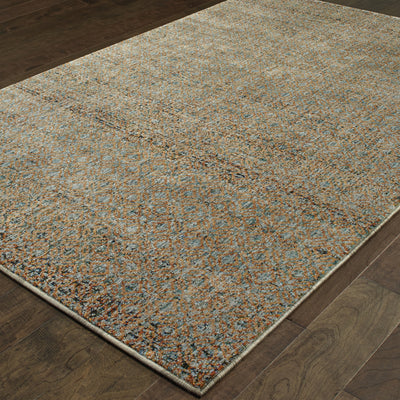 Oriental Weavers Atlas 8048B textured area rug featuring textured design in blue/ gold tones