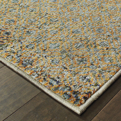 Oriental Weavers Atlas 8048B textured area rug featuring textured design in blue/ gold tones