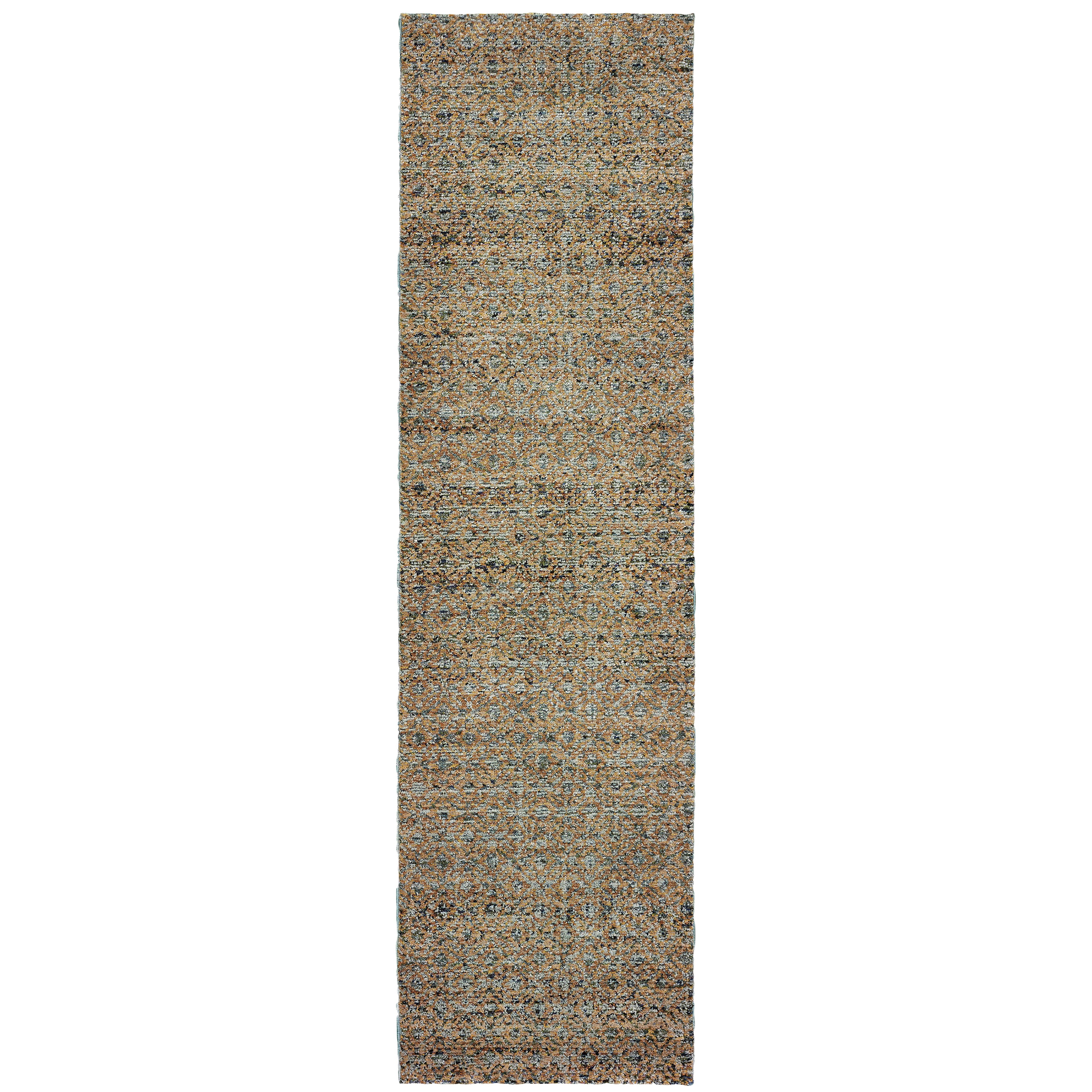 Oriental Weavers Atlas 8048B textured area rug featuring textured design in blue/ gold tones