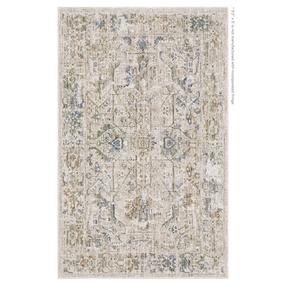 Oriental Weavers Avalon AVA02 soft transitional rug featuring decorative pattern in beige/ blue tones