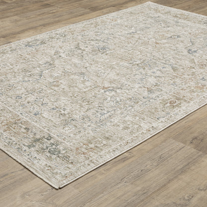 Oriental Weavers Avalon AVA02 soft transitional rug featuring decorative pattern in beige/ blue tones