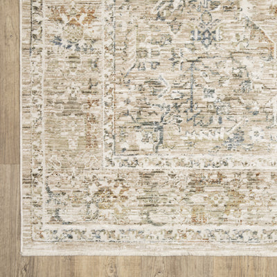 Oriental Weavers Avalon AVA02 soft transitional rug featuring decorative pattern in beige/ blue tones