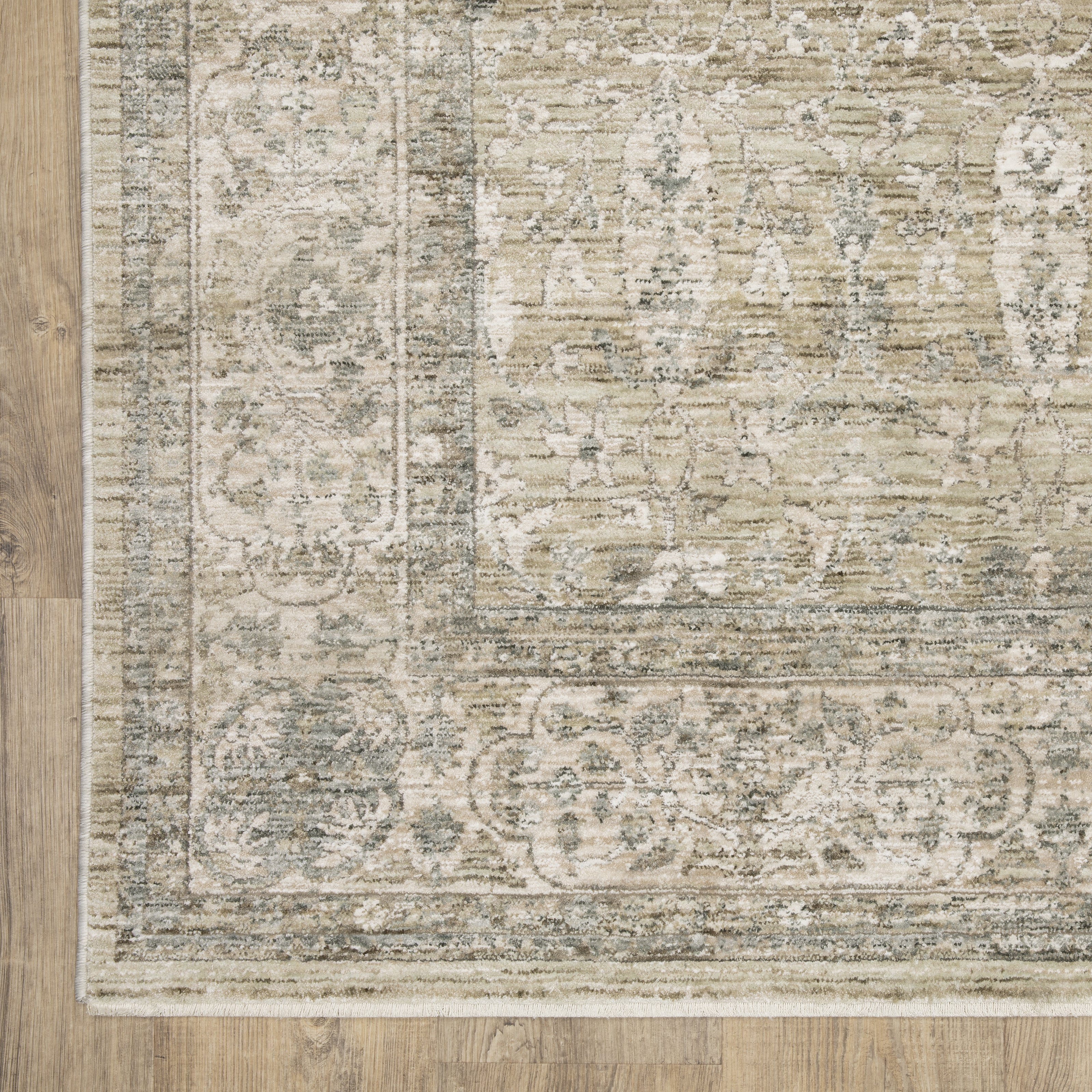 Oriental Weavers Avalon AVA03 soft transitional rug featuring decorative pattern in beige/ grey tones