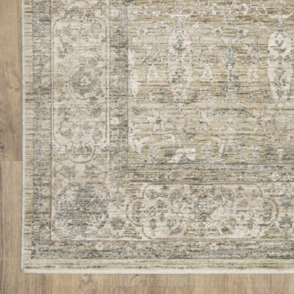 Oriental Weavers Avalon AVA03 soft transitional rug featuring decorative pattern in beige/ grey tones