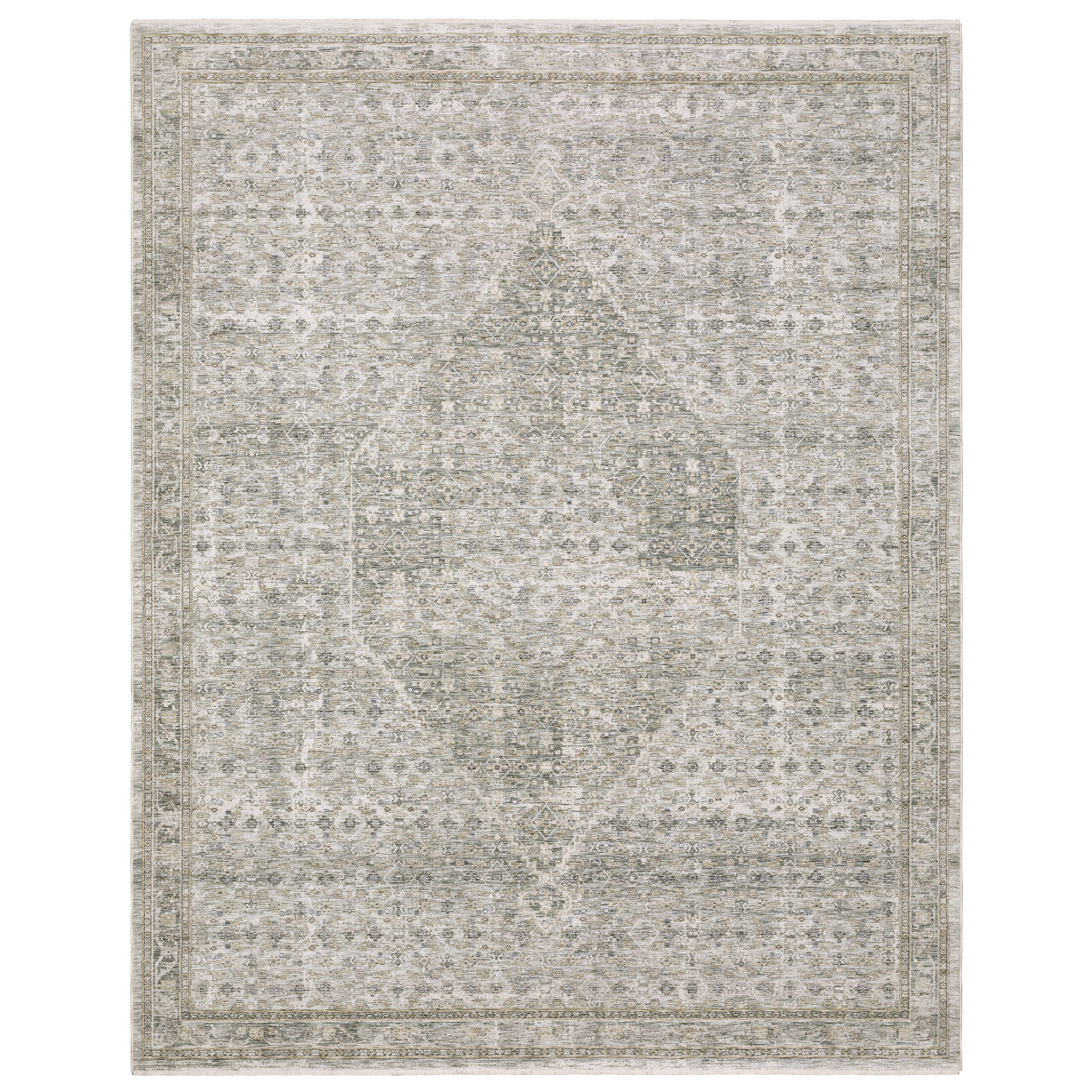 Oriental Weavers Avalon AVA04 soft transitional rug featuring decorative pattern in grey/ beige tones