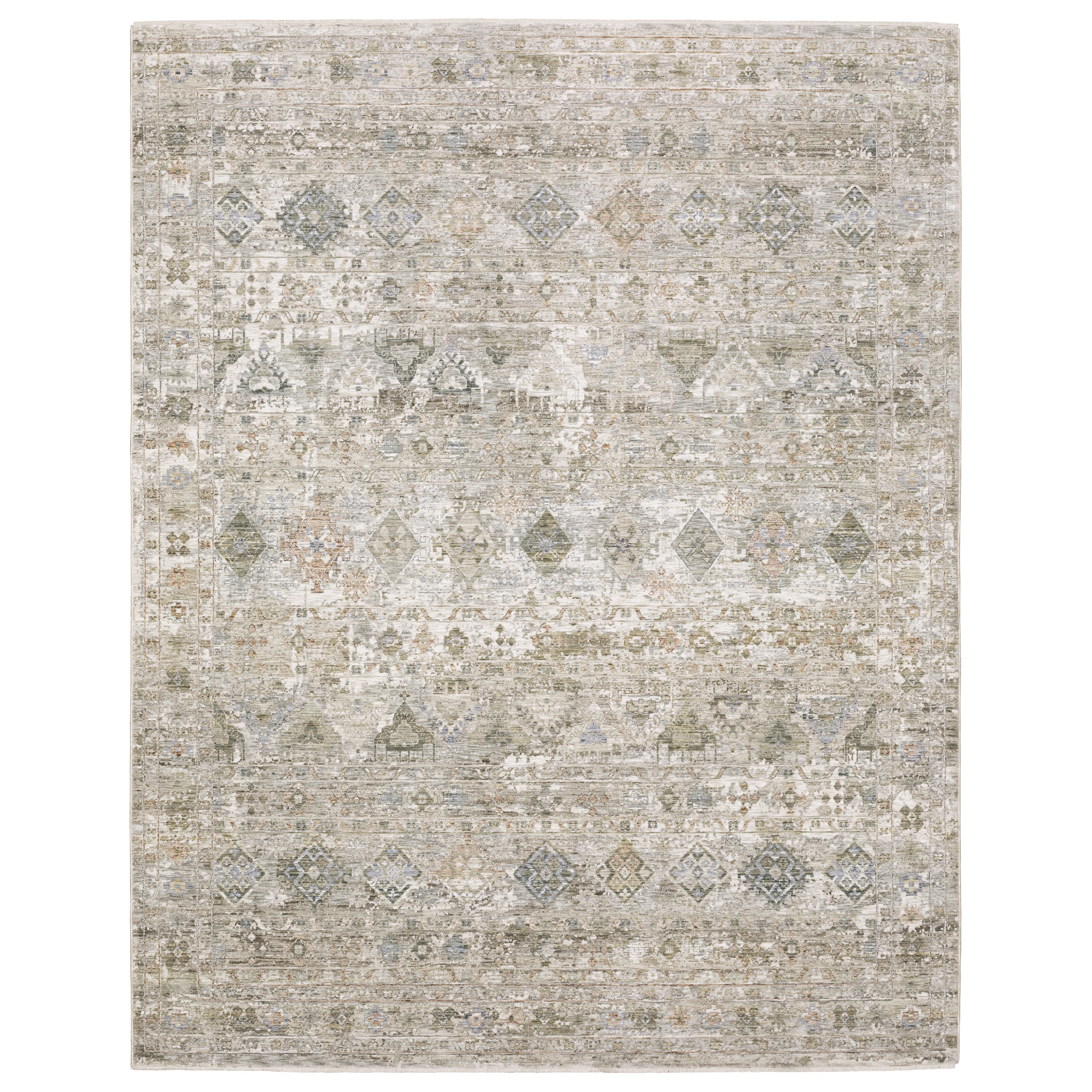 Oriental Weavers Avalon AVA05 soft transitional rug featuring decorative pattern in beige/ grey tones