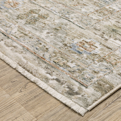 Oriental Weavers Avalon AVA05 soft transitional rug featuring decorative pattern in beige/ grey tones