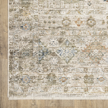 Oriental Weavers Avalon AVA05 soft transitional rug featuring decorative pattern in beige/ grey tones