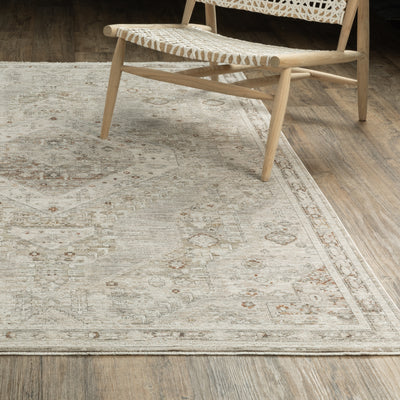 Oriental Weavers Avalon AVA06 soft transitional rug featuring decorative pattern in beige/ ivory tones