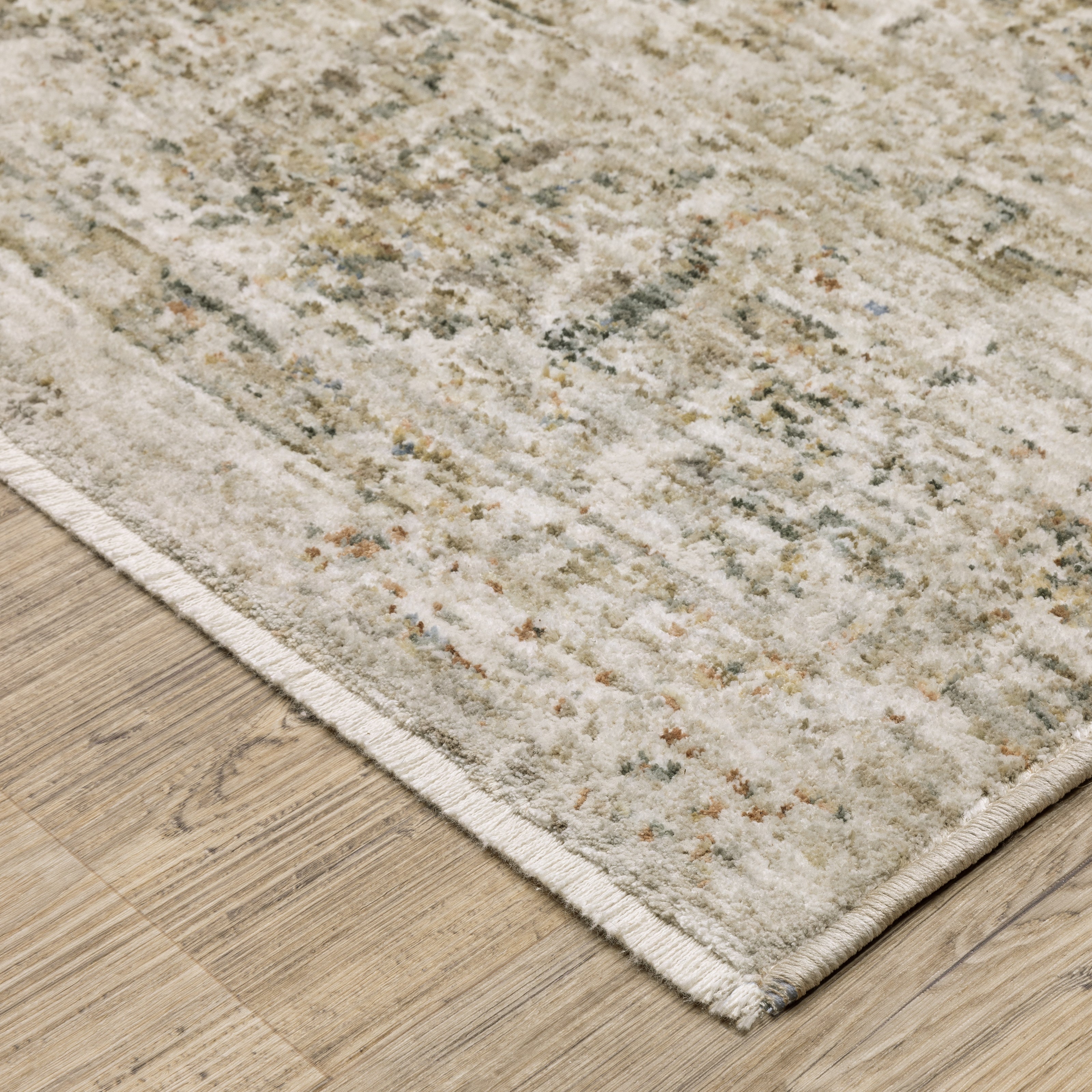 Oriental Weavers Avalon AVA08 soft transitional rug featuring decorative pattern in beige/ grey tones