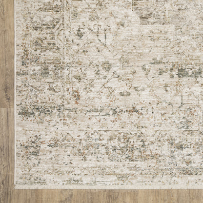 Oriental Weavers Avalon AVA08 soft transitional rug featuring decorative pattern in beige/ grey tones