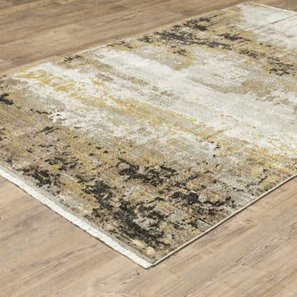 Oriental Weavers Bauer 2061X plush modern rug featuring abstract pattern in gold/ black tones