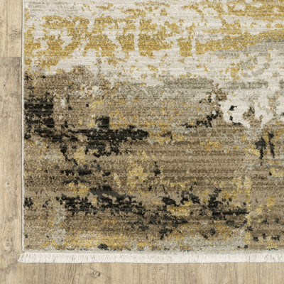 Oriental Weavers Bauer 2061X plush modern rug featuring abstract pattern in gold/ black tones