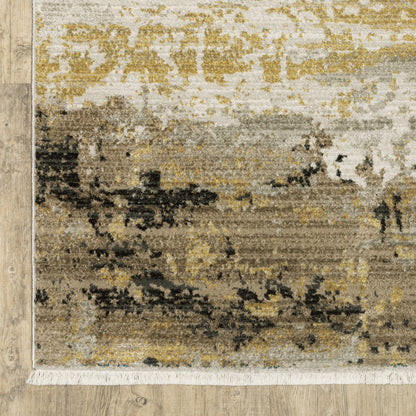Oriental Weavers Bauer 2061X plush modern rug featuring abstract pattern in gold/ black tones