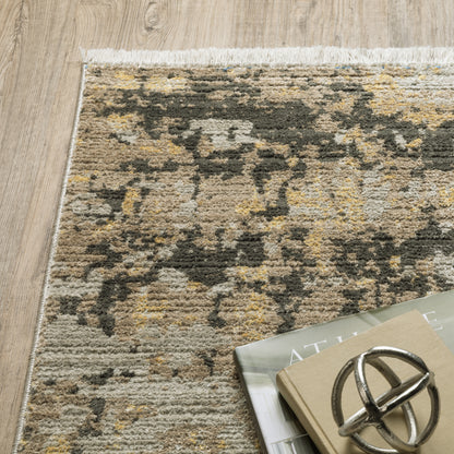 Oriental Weavers Bauer 2061X plush modern rug featuring abstract pattern in gold/ black tones