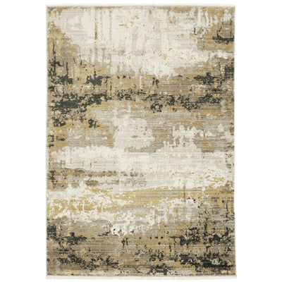 Oriental Weavers Bauer 2061X plush modern rug featuring abstract pattern in gold/ black tones