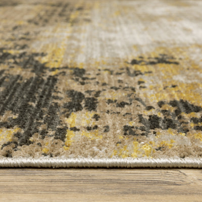 Oriental Weavers Bauer 2061X plush modern rug featuring abstract pattern in gold/ black tones