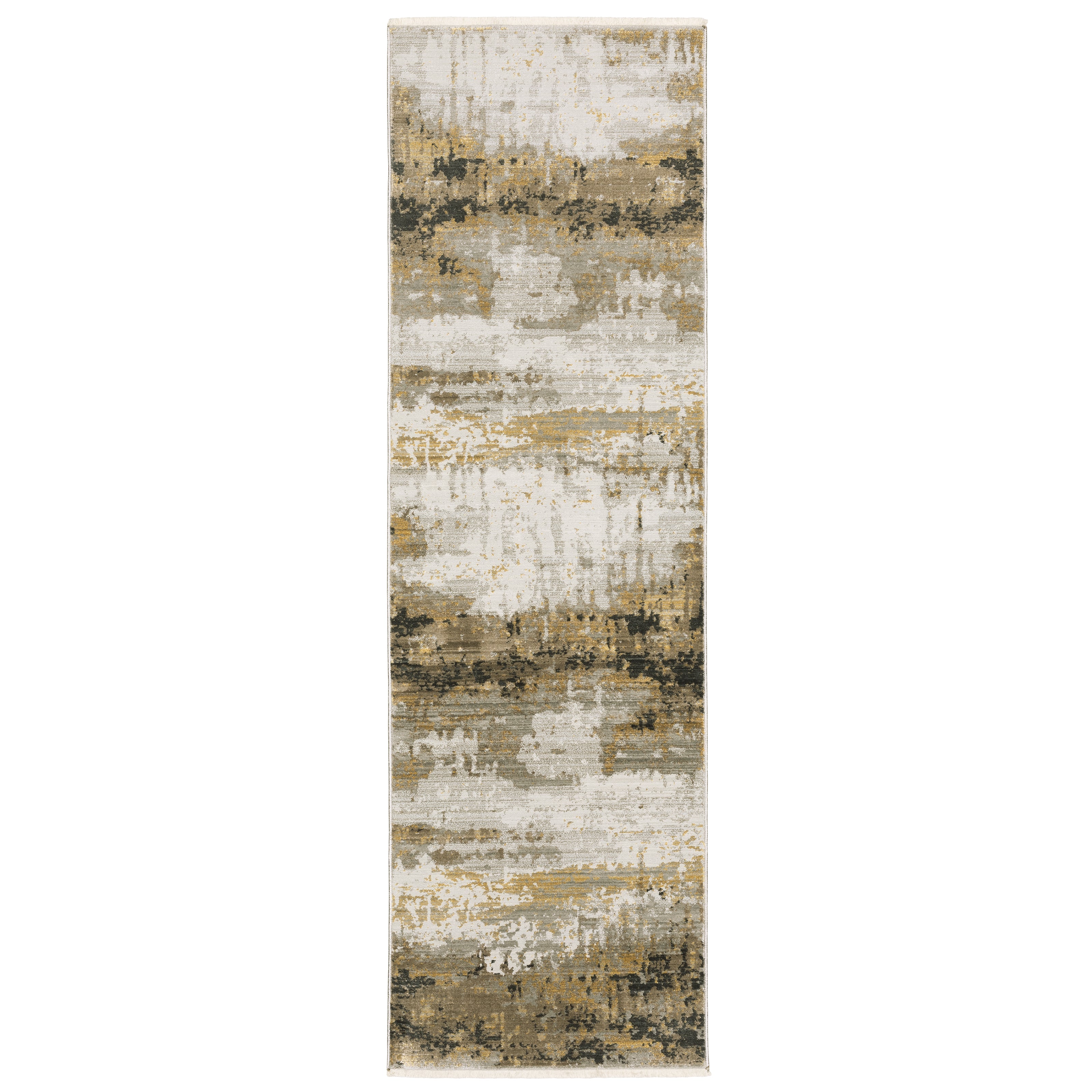 Oriental Weavers Bauer 2061X plush modern rug featuring abstract pattern in gold/ black tones