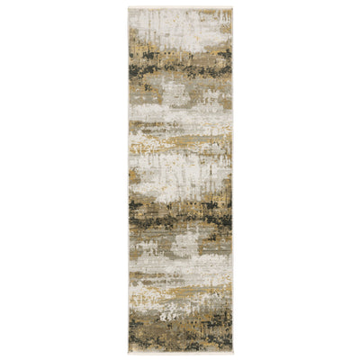 Oriental Weavers Bauer 2061X plush modern rug featuring abstract pattern in gold/ black tones