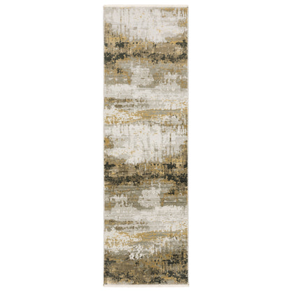 Oriental Weavers Bauer 2061X plush modern rug featuring abstract pattern in gold/ black tones