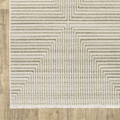 Oriental Weavers Bauer 4150E plush modern rug featuring abstract pattern in beige/ ivory tones