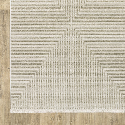 Oriental Weavers Bauer 4150E plush modern rug featuring abstract pattern in beige/ ivory tones