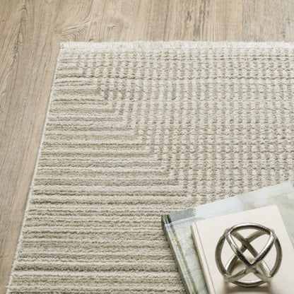 Oriental Weavers Bauer 4150E plush modern rug featuring abstract pattern in beige/ ivory tones