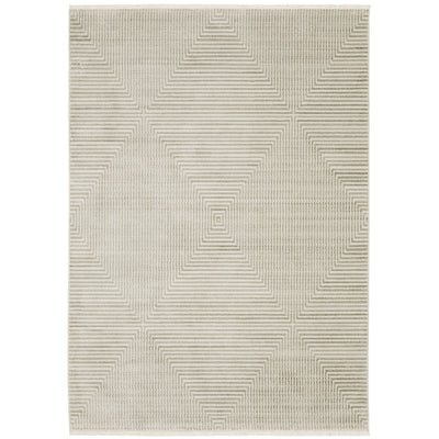 Oriental Weavers Bauer 4150E plush modern rug featuring abstract pattern in beige/ ivory tones