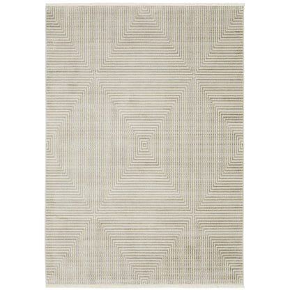 Oriental Weavers Bauer 4150E plush modern rug featuring abstract pattern in beige/ ivory tones
