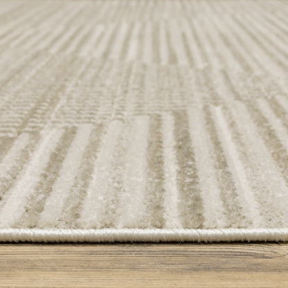 Oriental Weavers Bauer 4150E plush modern rug featuring abstract pattern in beige/ ivory tones