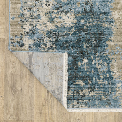 Oriental Weavers Bauer 041L2 plush modern rug featuring abstract pattern in blue/ beige tones