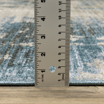Oriental Weavers Bauer 041L2 plush modern rug featuring abstract pattern in blue/ beige tones